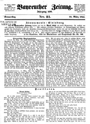 Bayreuther Zeitung Donnerstag 22. März 1855