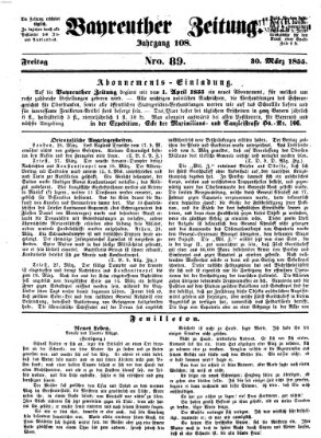 Bayreuther Zeitung Freitag 30. März 1855