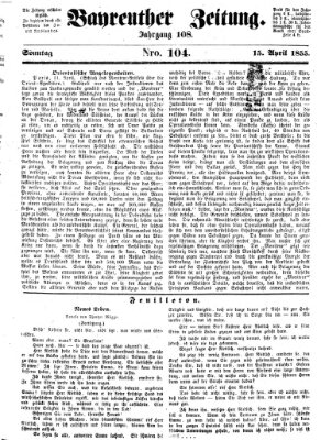 Bayreuther Zeitung Sonntag 15. April 1855