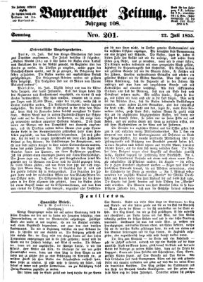 Bayreuther Zeitung Sonntag 22. Juli 1855