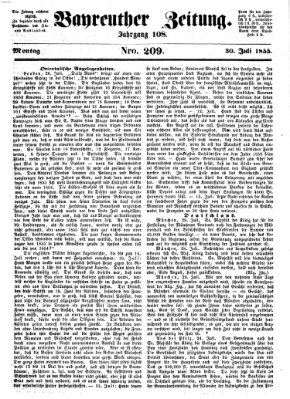 Bayreuther Zeitung Montag 30. Juli 1855