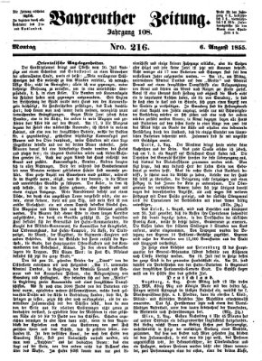 Bayreuther Zeitung Montag 6. August 1855
