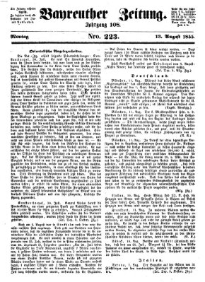 Bayreuther Zeitung Montag 13. August 1855