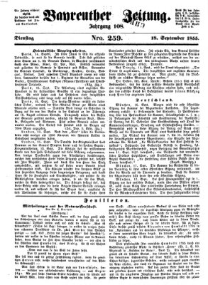 Bayreuther Zeitung Dienstag 18. September 1855