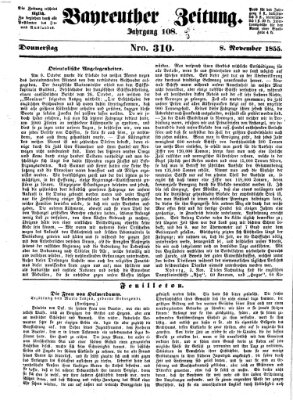Bayreuther Zeitung Donnerstag 8. November 1855