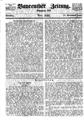 Bayreuther Zeitung Dienstag 11. Dezember 1855