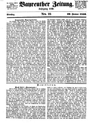 Bayreuther Zeitung Dienstag 22. Januar 1856