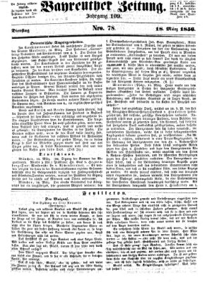 Bayreuther Zeitung Dienstag 18. März 1856