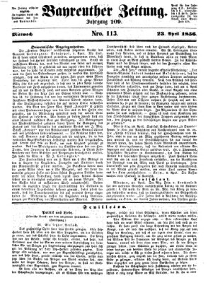 Bayreuther Zeitung Mittwoch 23. April 1856