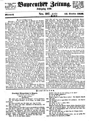 Bayreuther Zeitung Mittwoch 15. Oktober 1856