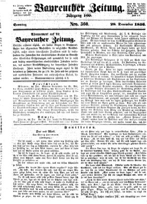 Bayreuther Zeitung Sonntag 28. Dezember 1856