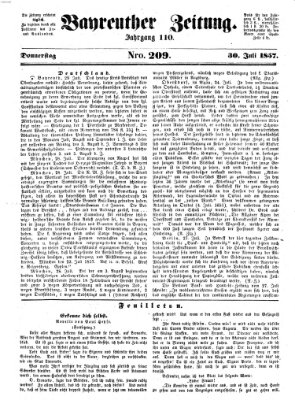Bayreuther Zeitung Donnerstag 30. Juli 1857