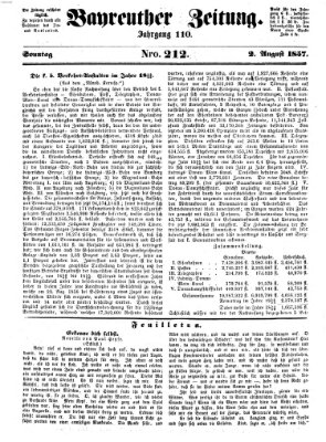 Bayreuther Zeitung Sonntag 2. August 1857