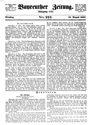 Bayreuther Zeitung Dienstag 11. August 1857