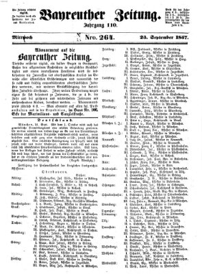 Bayreuther Zeitung Sonntag 23. August 1857