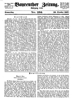 Bayreuther Zeitung Donnerstag 22. Oktober 1857