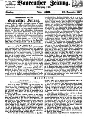 Bayreuther Zeitung Dienstag 29. Dezember 1857