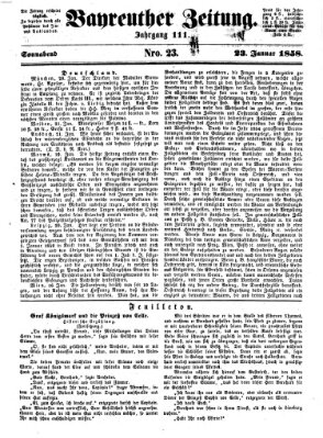 Bayreuther Zeitung Samstag 23. Januar 1858