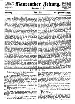 Bayreuther Zeitung Dienstag 23. Februar 1858