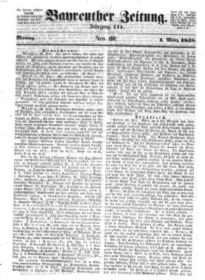 Bayreuther Zeitung Montag 1. März 1858