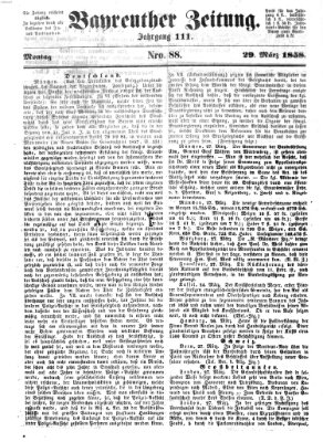 Bayreuther Zeitung Montag 29. März 1858