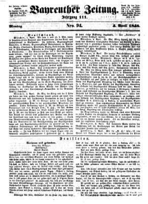 Bayreuther Zeitung Montag 5. April 1858