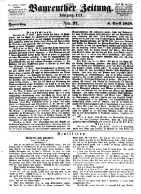Bayreuther Zeitung Donnerstag 8. April 1858