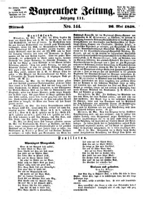Bayreuther Zeitung Mittwoch 26. Mai 1858