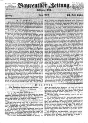 Bayreuther Zeitung Freitag 23. Juli 1858