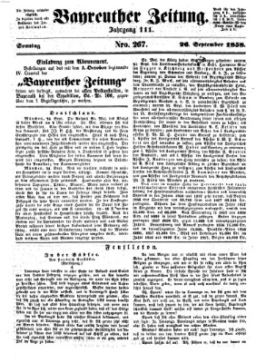 Bayreuther Zeitung Sonntag 26. September 1858