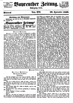 Bayreuther Zeitung Mittwoch 29. September 1858