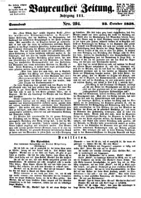 Bayreuther Zeitung Samstag 23. Oktober 1858