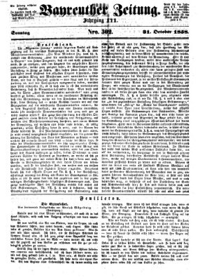 Bayreuther Zeitung Sonntag 31. Oktober 1858