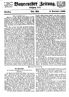 Bayreuther Zeitung Dienstag 2. November 1858