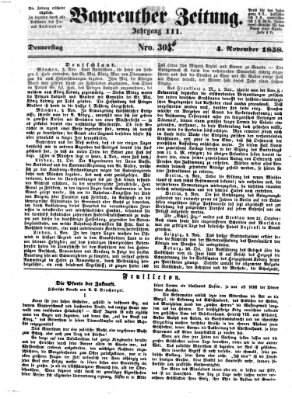 Bayreuther Zeitung Donnerstag 4. November 1858