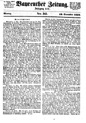 Bayreuther Zeitung Montag 13. Dezember 1858
