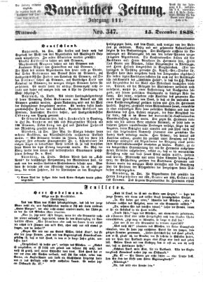 Bayreuther Zeitung Mittwoch 15. Dezember 1858