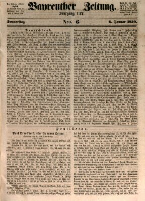 Bayreuther Zeitung Donnerstag 6. Januar 1859