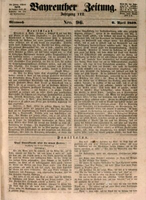 Bayreuther Zeitung Mittwoch 6. April 1859