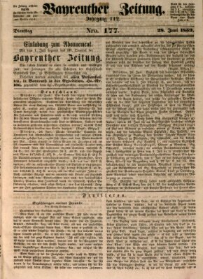 Bayreuther Zeitung Dienstag 28. Juni 1859