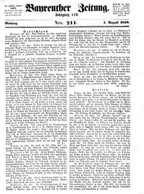 Bayreuther Zeitung Montag 1. August 1859