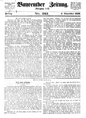Bayreuther Zeitung Freitag 2. September 1859