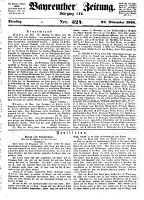 Bayreuther Zeitung Dienstag 22. November 1859