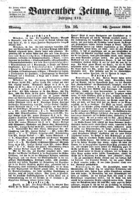Bayreuther Zeitung Montag 16. Januar 1860
