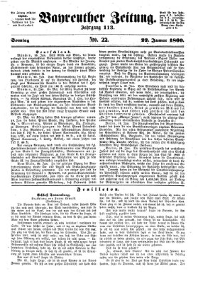 Bayreuther Zeitung Sonntag 22. Januar 1860