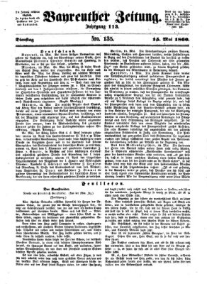 Bayreuther Zeitung Dienstag 15. Mai 1860