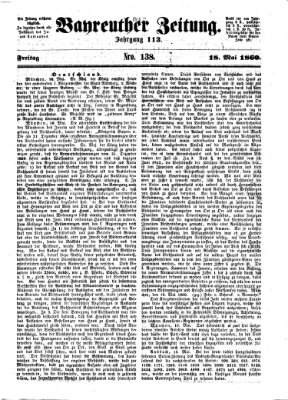 Bayreuther Zeitung Freitag 18. Mai 1860