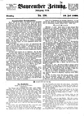 Bayreuther Zeitung Dienstag 10. Juli 1860