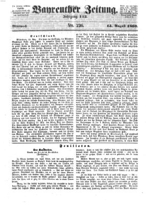 Bayreuther Zeitung Mittwoch 15. August 1860