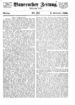 Bayreuther Zeitung Montag 3. September 1860